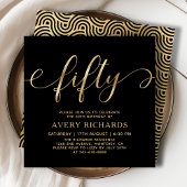 Elegant Goud Vijftig Script Zwart 50ste Verjaardag Kaart