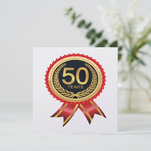 Elegant goud vijftig uitnodiging (Staand voorkant)