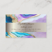 Elegant Goud Violet Blauw Marmeren Steen Klantenkaartje (Achterkant)