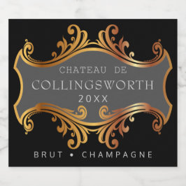 Elegant Goud Volledige Grootte Mousserende Wijnfle Sparkling Wijnetiket