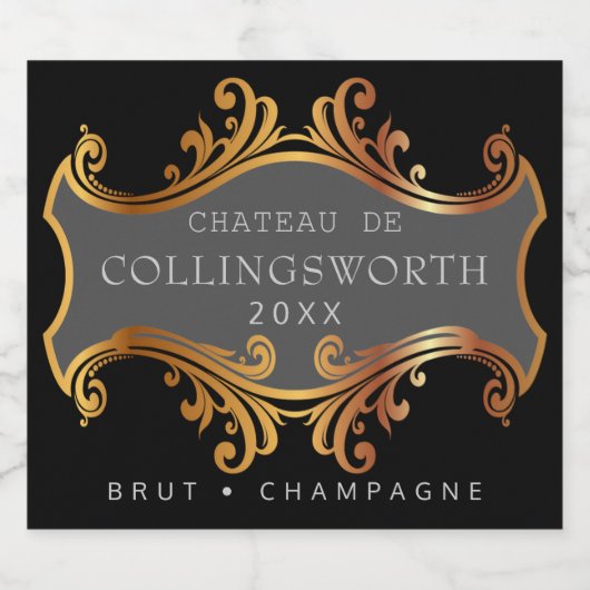 Elegant Goud Volledige Grootte Mousserende Wijnfle Sparkling Wijnetiket (Enkel label)