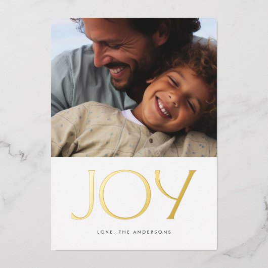 Elegant GOUD VREUGDE Kerstfoto Folie Feestdagenkaart (Voorkant)