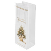 Elegant Goud Vrolijk Kerstboom Custom Name Wijn Cadeautas (Voorkant Gekanteld)