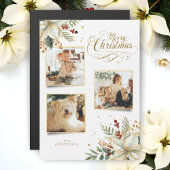 Elegant Goud Vrolijk Kerstfeest Botanisch 3-Foto