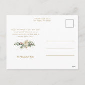 Elegant Goud Vrolijk Kerstfeest Botanisch 3-Foto Feestdagenkaart (Achterkant)