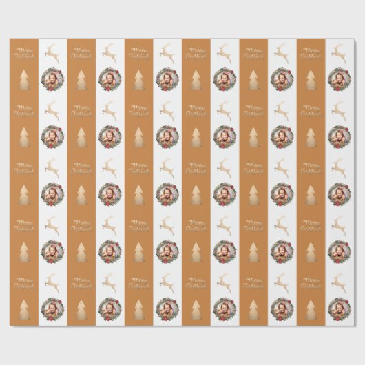 Elegant Goud Vrolijk Kerstfeest Custom Photo Wrapp Cadeaupapier (Vlak)