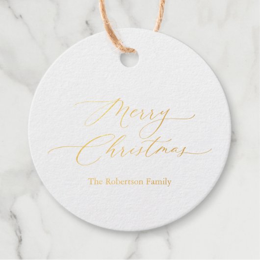 Elegant Goud "Vrolijk Kerstfeest" Gift Label (Voorkant)