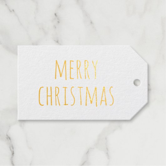 Elegant goud vrolijk kerstfeest | Minimalistische Cadeaulabels (Voorkant (horizontaal))