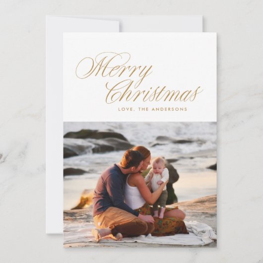 Elegant goud Vrolijk Kerstfeest Traditioneel Feestdagenkaart (Voorkant)