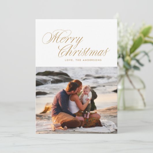 Elegant goud Vrolijk Kerstfeest Traditioneel Feestdagenkaart (Staand voorkant)