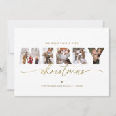 Elegant Goud Vrolijk Kerstmis Fotocollage Feestdagenkaart (Voorkant)