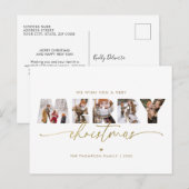 Elegant Goud Vrolijk Kerstmis Fotocollage Feestdagenkaart (Voorkant / Achterkant)