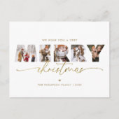 Elegant Goud Vrolijk Kerstmis Fotocollage Feestdagenkaart (Voorkant)