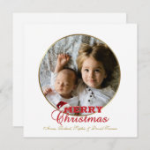 Elegant goud Vrolijk Kerstscript Foto Monogram Feestdagenkaart (Voorkant / Achterkant)