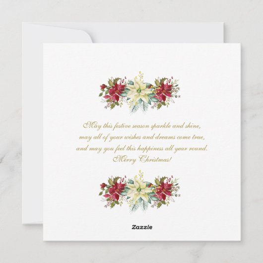 Elegant goud Vrolijk Kerstscript Foto Monogram Feestdagenkaart (Achterkant)