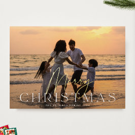 elegant | Goud Vrolijk Wit Kerstmis | Foto Folie Feestdagenkaart