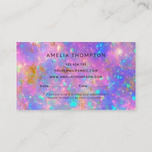 Elegant Goud Vuur Opal Stone Afspraakkaart Visitekaartje (Achterkant)