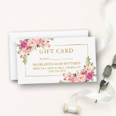 Elegant Goud Waterverf Roze Bloemen Gift Kaart Notitiekaartje