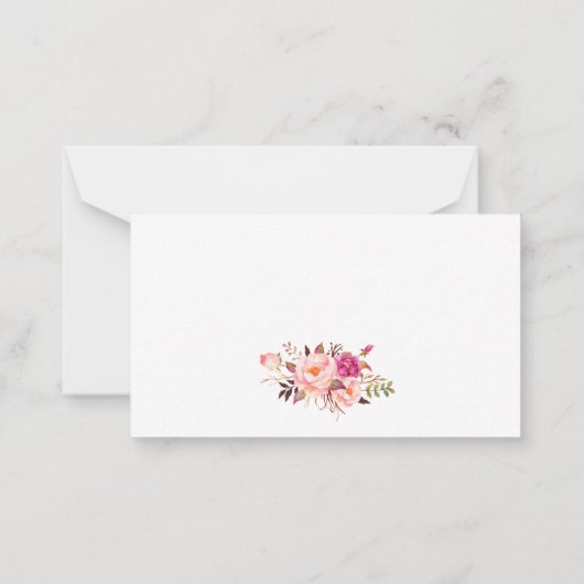 Elegant Goud Waterverf Roze Bloemen Gift Kaart Notitiekaartje (Achterkant)