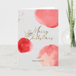 Elegant Goud Waterverf Vrolijk Kerstfeest Notitiekaartje