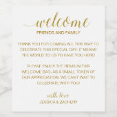 Elegant Goud Welkom Bruiloft Gift Bag Basket Wijn Etiket (Enkel label)