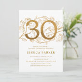 Elegant Goud Wit 30e Verjaardag Kaart (Staand voorkant)