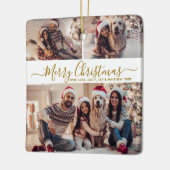 Elegant Goud Wit 3 Foto Collage Kerstmis Keramisch Ornament (Links)