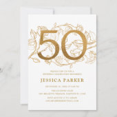 Elegant Goud Wit 50ste Verjaardag Kaart (Voorkant)