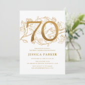 Elegant Goud Wit 70e Verjaardag Kaart (Staand voorkant)