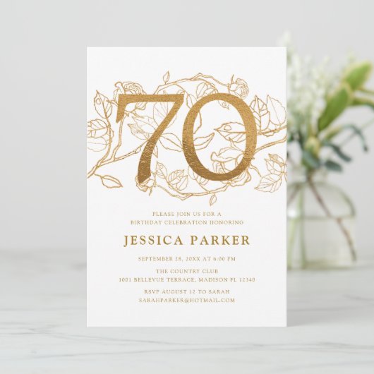Elegant Goud Wit 70e Verjaardag Kaart (Staand voorkant)