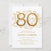 Elegant Goud Wit 80ste Verjaardag Kaart (Voorkant)