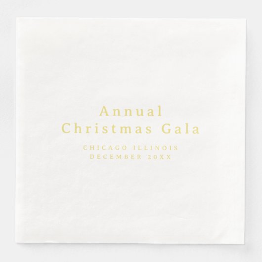 Elegant Goud Wit Aangepaste Tekst Papier Servet (Voorkant)