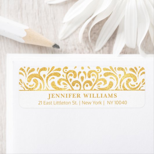 Elegant  goud & wit adres etiket (Insitu)