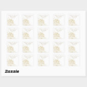 Elegant Goud Wit Bloemen Pioen Bruiloft Monogram Vierkante Sticker (Vel)