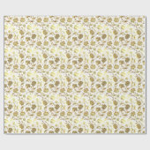 Elegant goud & wit bloemmotief cadeaupapier (Vlak)
