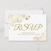 Elegant Goud & Wit Bruiloft RSVP Downloadbaar Kaart (Voorkant)
