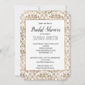 Elegant Goud Wit Chic Damask Vrijgezellenfeest Kaart (Voorkant)