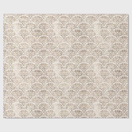 Elegant goud wit chique damast cadeaupapier (Vlak)