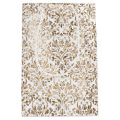 Elegant goud wit chique damast medium cadeauzakje (Voorkant)