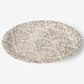 Elegant goud wit chique damast papieren bordje (Gekanteld)