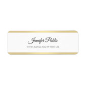 Elegant Goud Wit Chique Hand Script Tekst Eenvoudi Etiket (Voorkant)