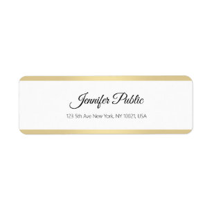 Elegant Goud Wit Chique Hand Script Tekst Eenvoudi Etiket