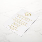 Elegant goud & wit Crest Modern Katholiek Huwelijk Folie Uitnodiging (Gedraaid)