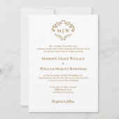 Elegant goud & wit Crest Modern Katholiek Huwelijk Kaart (Voorkant)