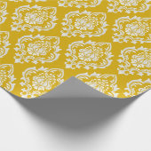 Elegant Goud Wit Damast Patroon Luxe Cadeaupapier (Hoek)