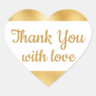 Elegant Goud & Wit Dank u Glam Bruiloft Hart Sticker