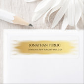 Elegant Goud Wit Eenvoudige Sjabloon Retouradres Etiket (Insitu)