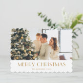 Elegant Goud Wit Foto Vrolijk Kerstfeest Kaart (Staand voorkant)