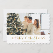 Elegant Goud Wit Foto Vrolijk Kerstfeest Kaart (Voorkant)