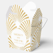 Elegant Goud Wit Geometrische Art Deco Bruiloft Bedankdoosjes (Geopend)